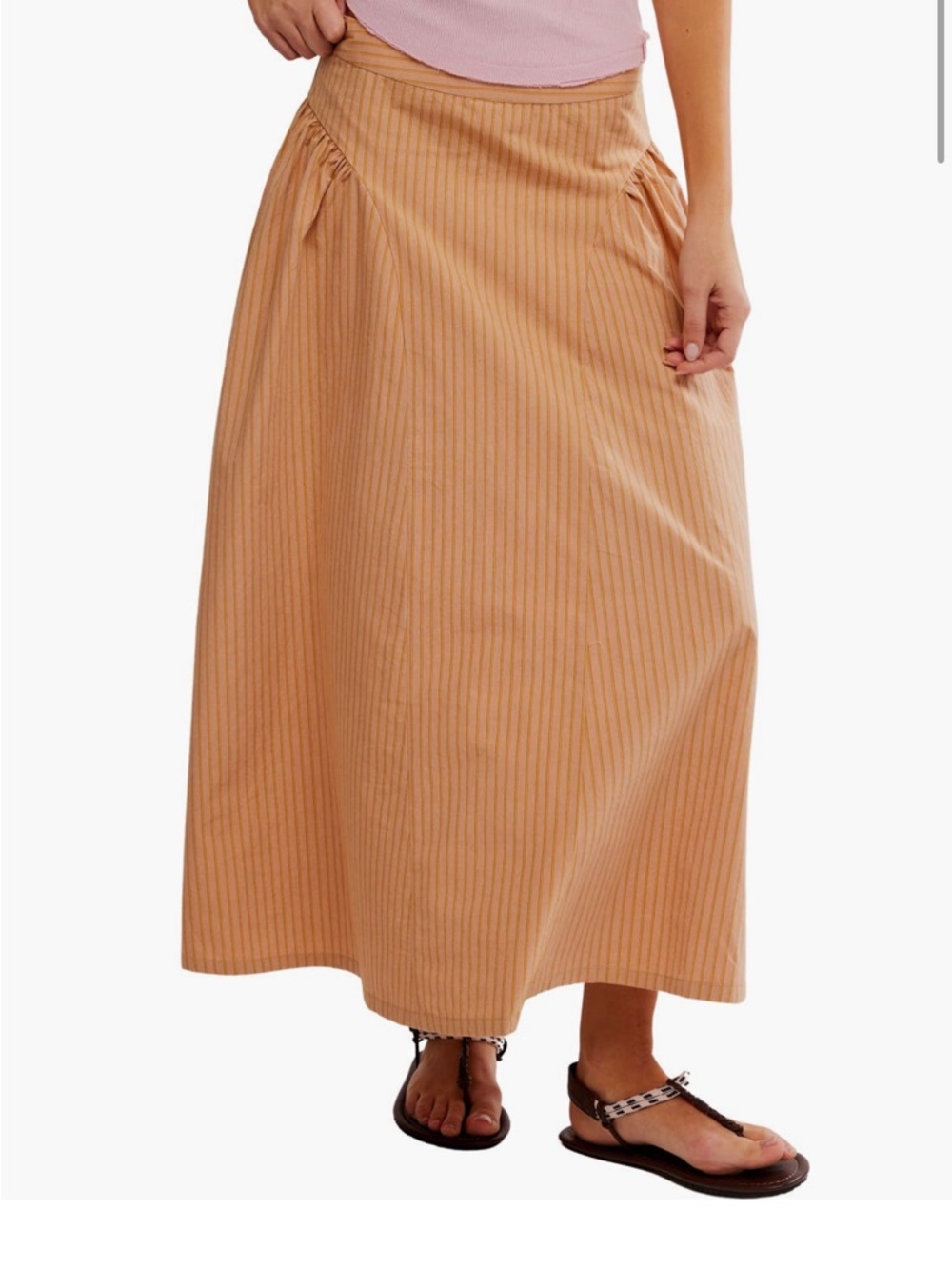 Tan Pinstripe Maxi Skirt